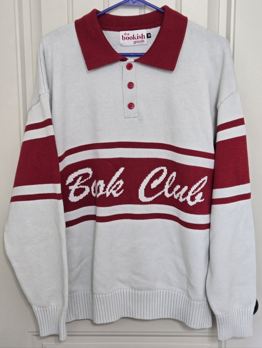 Bookish Goods Book Club Sweater Striped Rugby Style Women's Size M NWOT